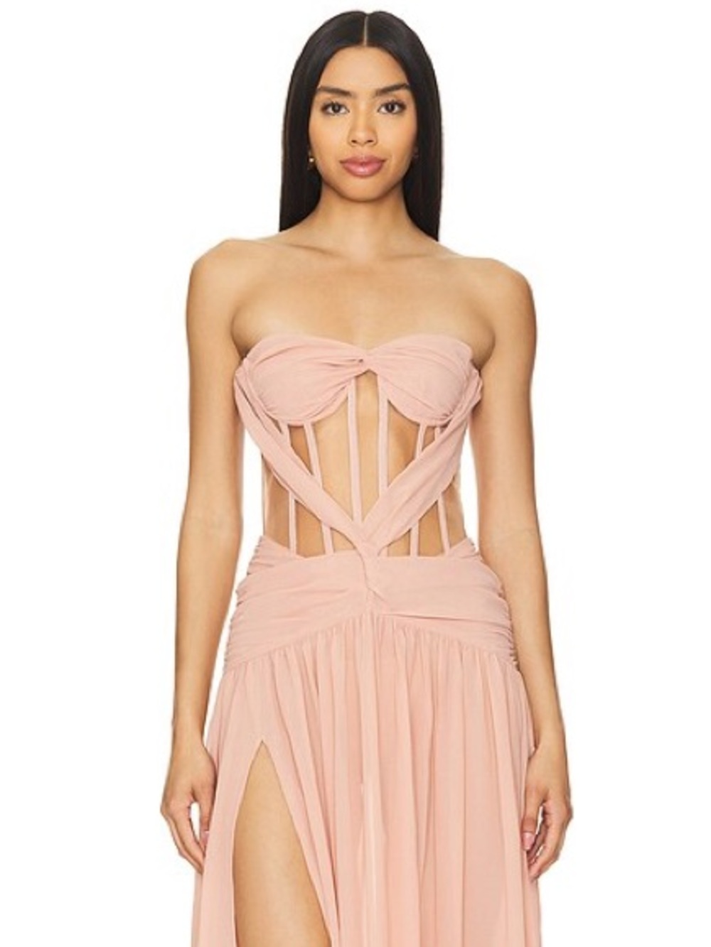 NBD Strapless Blush Pink Sheer Bodice Short Dress - NWOT - Size M